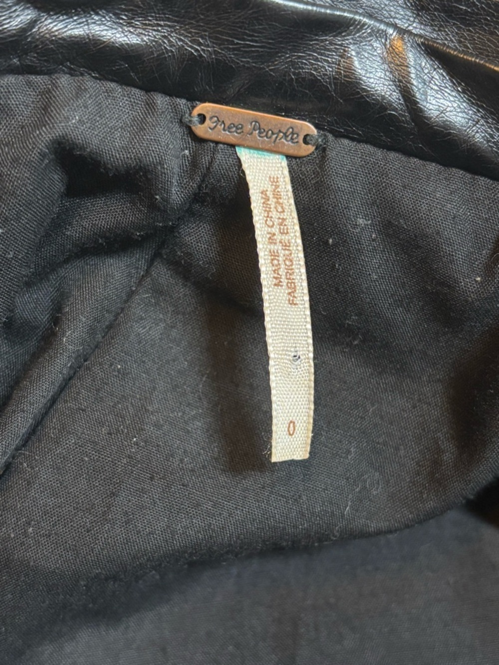 Free People Cleo Black Faux Leather Moto Jacket. Size 0. Missing hood. - Picture 5 of 10